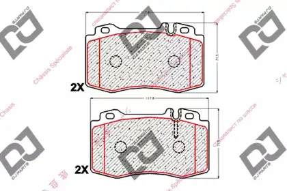 Комплект тормозных колодок, дисковый тормоз DJ PARTS купить